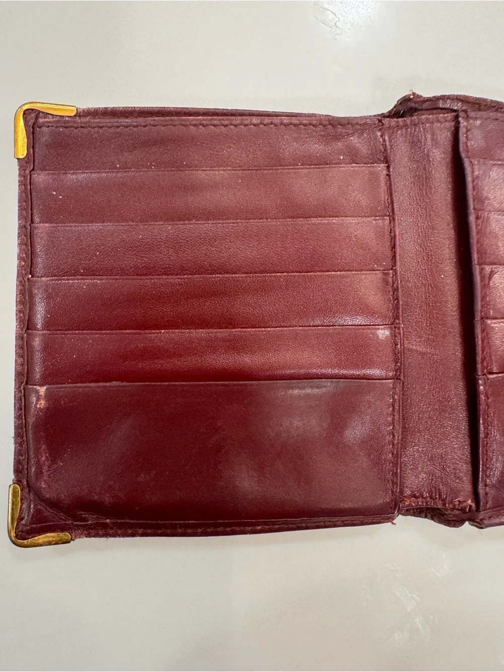 Authentic Cartier Must de Cartier Burgundy 100% Leather Wallet